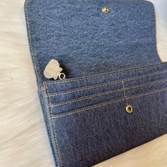 Garfield Faux Denim Long Flap Wallet with Engraved Front - Picture 3 of 15